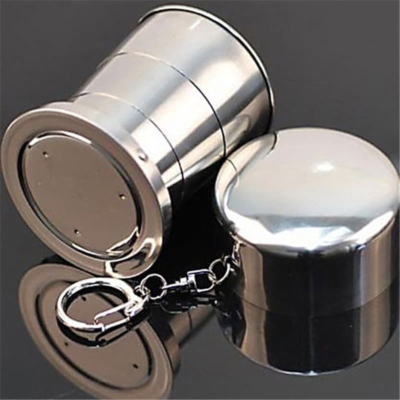 Gantungan Kunci Gelas Lipat Camping Folded Cup 75ML - 7011 - Silver