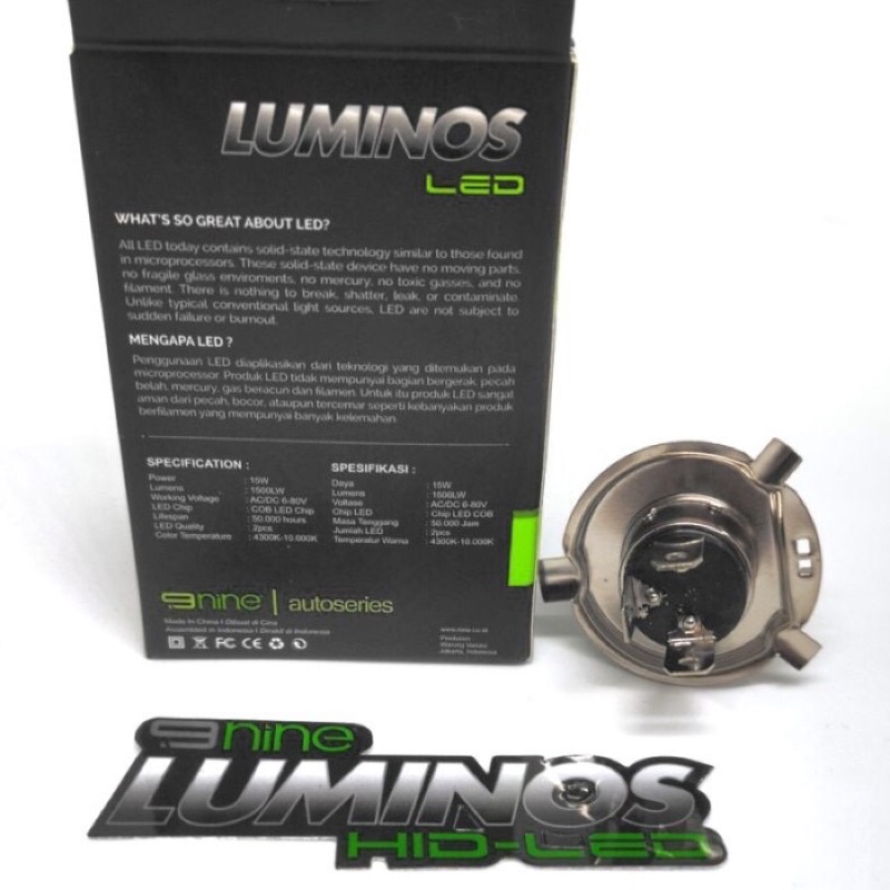 Lampu Utama LED Motor Mobil H4 COB 9Nine Luminos AC DC