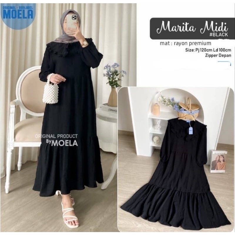 MARITA MIDI OSELA MIDI DRESS KOREAN STYLE MIDI POLOS KERAH DAISY DRESS