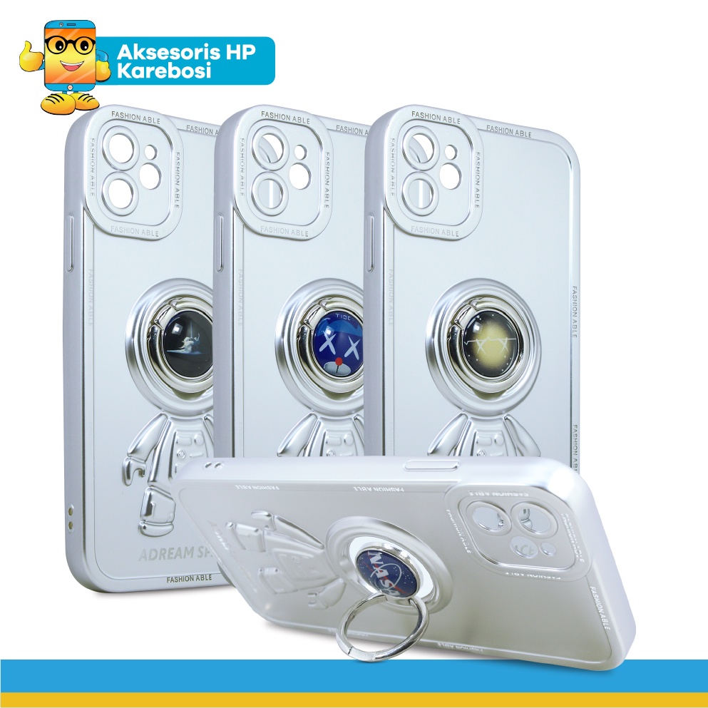 Case Astronot 3D Stand untuk iPhone 11/13 Pro Max/X/XR/13/13 Pro - iPhone 11