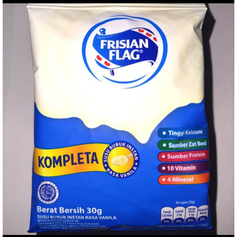 

Frisian Flag Kompleta Susu Bubuk Instan Rasa Vanila 30 Gram