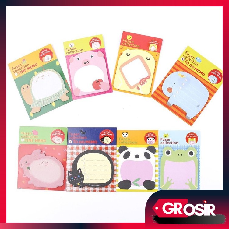 Grosir - S636 Sticky Notes Animal Motif Karakter Hewan/Post It Note/ Memo Note/Tempelan Catatan Memo