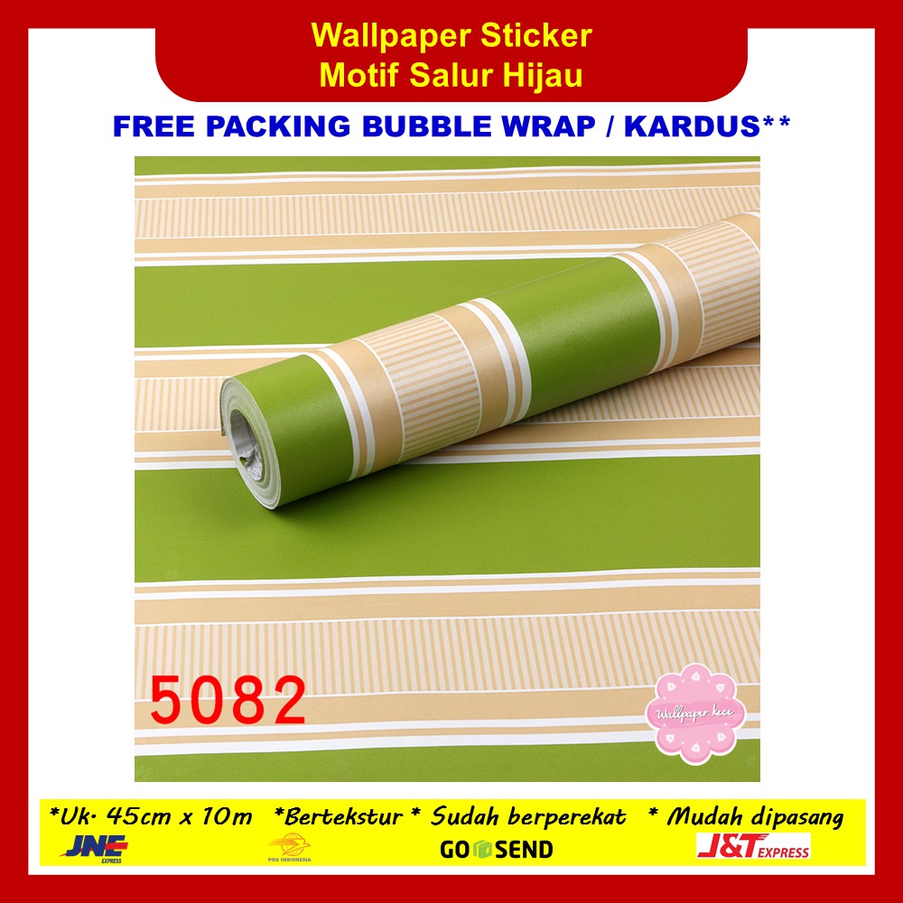  Wallpaper  Sticker Dinding  45cm x 10m Salur  Hijau  Walpaper 