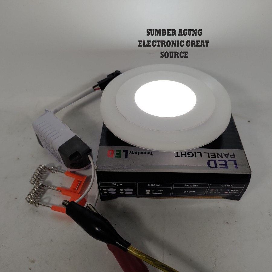 Downlight Panel LED 3+3W Putih Biru Dua Warna Kecil Tanam Tipis IB Emi