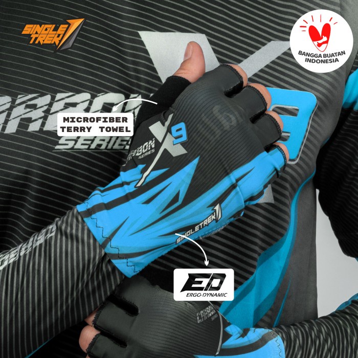 Sarung Tangan Sepeda Singletrek1 ErgoDynamic Gloves X9 GCS Gio Blue