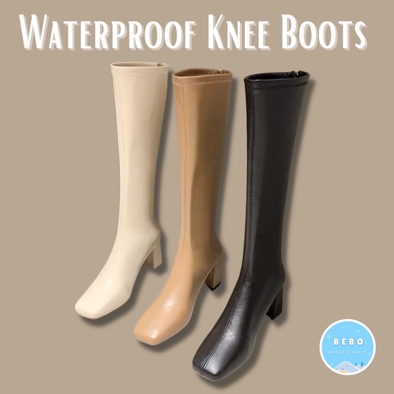 Waterproof Knee Boots Heel Boots Selutut Anti Air