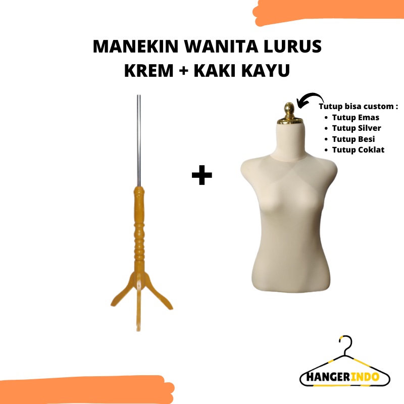 Manekin Wanita Lurus Krem Kaki Kayu | Manekin Premium | Patung Baju Wanita | Manekin Cewek Setengah Badan | Patung Baju Setengah Badan | Mannequin | Patung Manekin | Boneka Manekin | Dekorasi Aesthetic