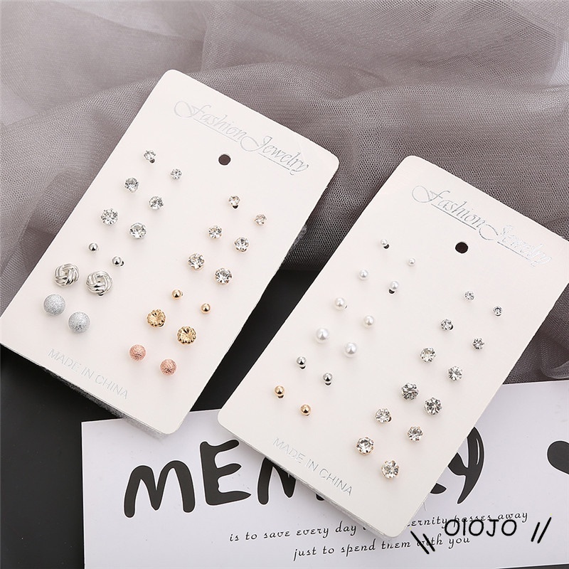 【COD】1 Set/mode Anting Set Wanita Sederhana Paduan Berlian Imitasi Bola Anting-Anting Wanita Aksesoris Perhiasan Hadiah