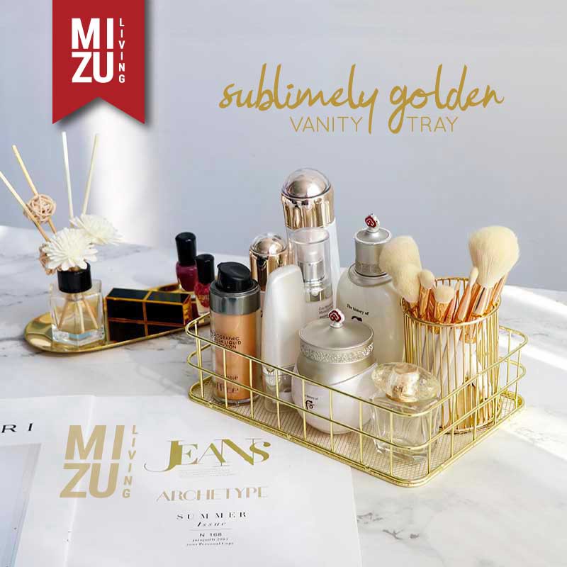 SUBLIMELY GOLDEN Vanity Tray Rose Gold Organizer Nampan Emas Meja Rias Tatakan Makeup Skincare