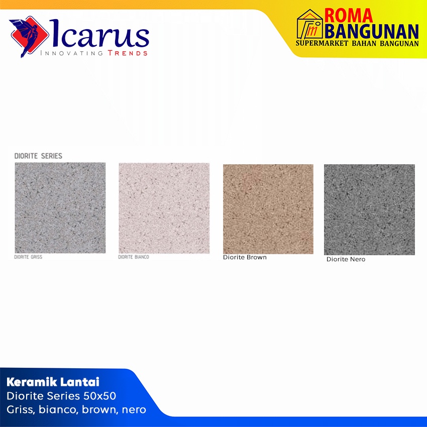 Icarus Keramik Lantai Keramik Kamar Mandi Keramik Teras Keramik Garasi Keramik Diorite Series 50x50 Brown Diorite Nero Diorite Griss Diorite Bianco