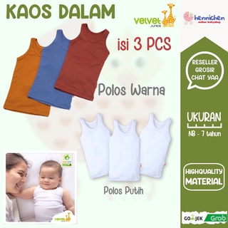 3 PCS velvet Junior Kaos Dalam Bayi singlet kutung BAJU ANAK / BAJU BAYI NB/XS/S/M/L/LB/2/3/4/5