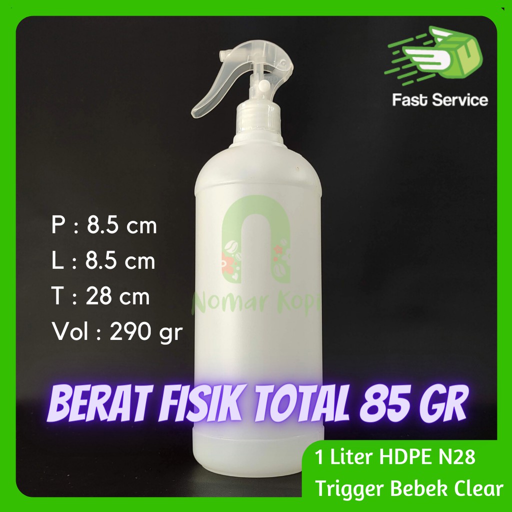 BOTOL 1 LITER HDPE TRIGGER BEBEK SPRAY TEBAL SERBAGUNA SANITIZER