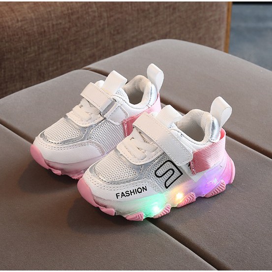 Bridgestore - Sepatu Sneakers LED Anak Laki-laki &amp; Perempuan Motif 015 Import