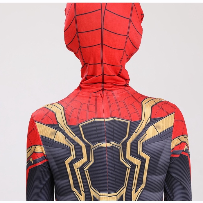 Hadiah untuk keponakan Halloween kostum spiderman merah hitam baju cosplay superhero anak + topeng impor