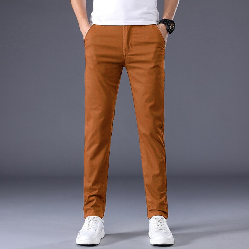 CELANA PANJANG CHINO PRIA SLIMFIT WARNA DARK MUSTARD TWILL COTTON UKURAN M-XL