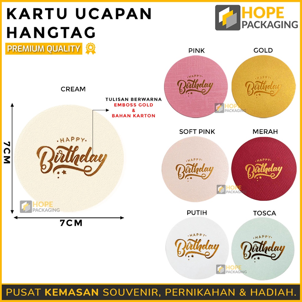 Kartu Ucapan Hangtag diameter 8,5 cm Happy Birthday  Kado Kartu Ucapan Ulang Tahun All Varian