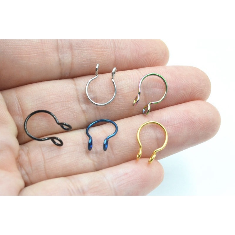 Magic789 1PC Punk Stainless Steel Hoop Nose Ring Non Piercing Clip for Women Men