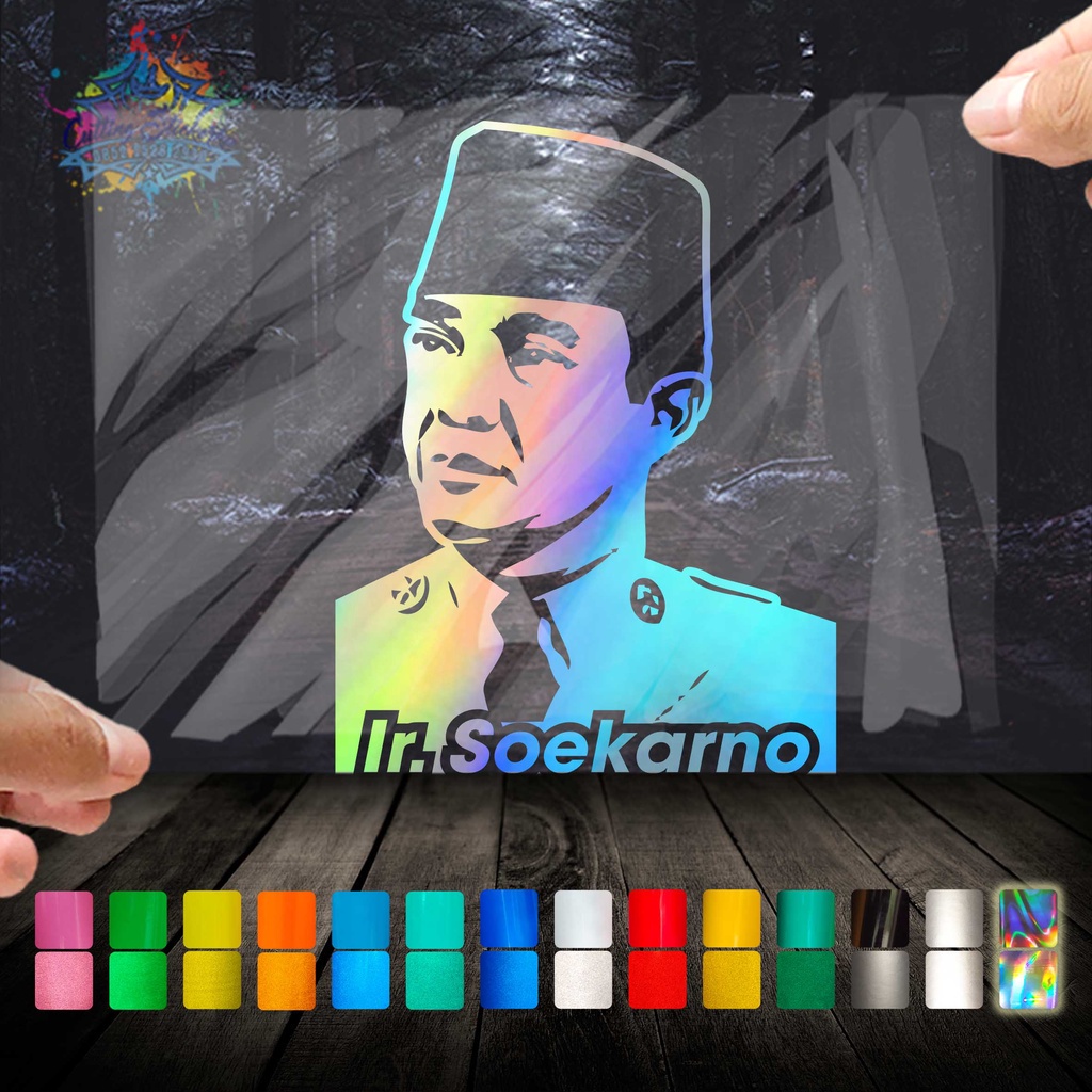 Cutting Stiker Soekarno Variasi Motor Mobil Sticker Timbul Keren Nyala Dasbor Spakbor Visor Body Kaca Helm Laptop Hologram Reflective Tahan Air Bodi Samping Nama Jepang Scoopy Vario Beat NMAX PCX Vespa Aesthetic Pickup Anime Windshield Kustom Modif