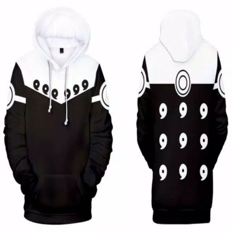 FASION JAKET SWEATER HOODIE PRIA-WANITA ANIME NARUTO RIKUDO SENNIN PUTIH HITAM COOSPLAY TERLARIS-SWE