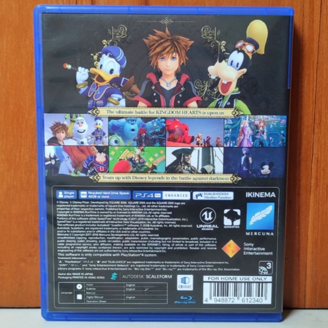 Kingdom Hearts 3 PS4 Kaset KingdomHearts Heart III Playstation PS 4 5 CD BD Game Games Kingdoms Heart Kingdomsheart kingdomhearts3 Reg 3 Region asia ps4 ps5 original ori asli