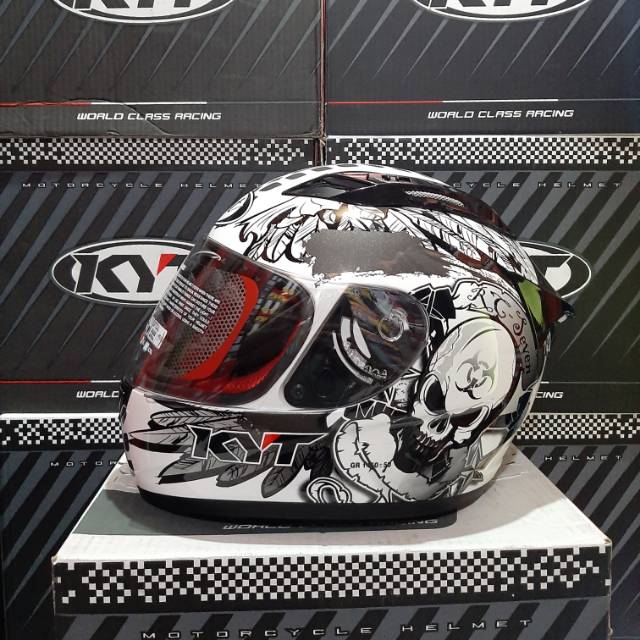 HELM KYT RC7 MOTIF #13 WHITE/BLACK/GUNMET