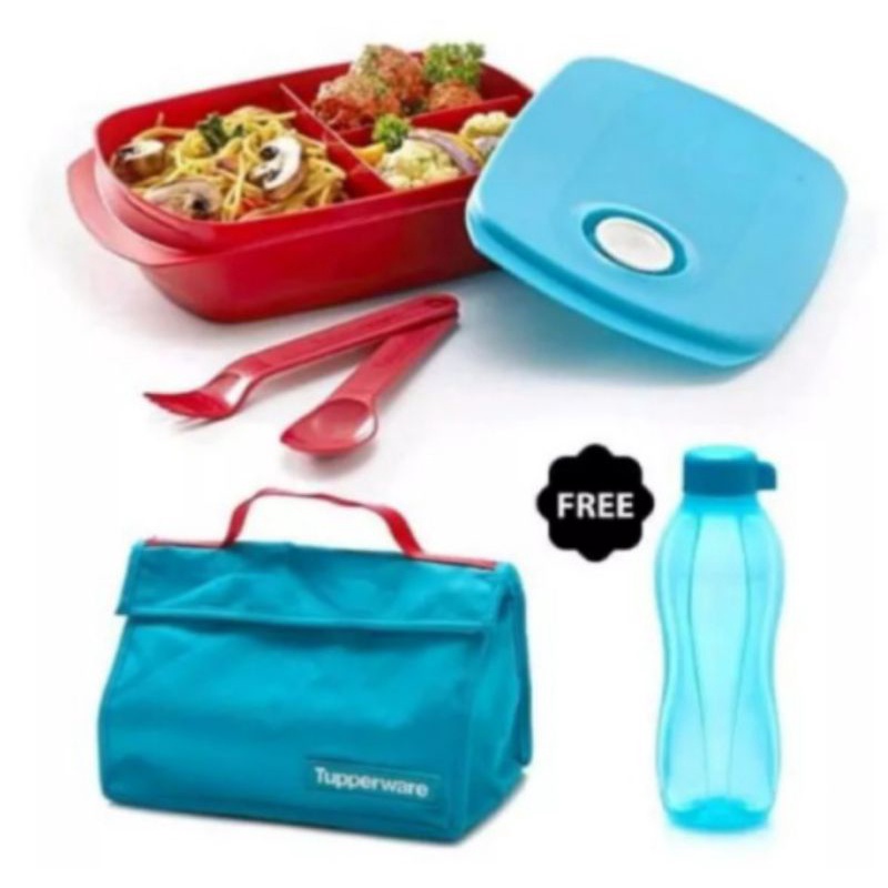 BYO FREE BOTTLE/BYO/LUNCH BOX/BEKAL MAKAN/SET WADAH BEKAL/byo biru free botol
