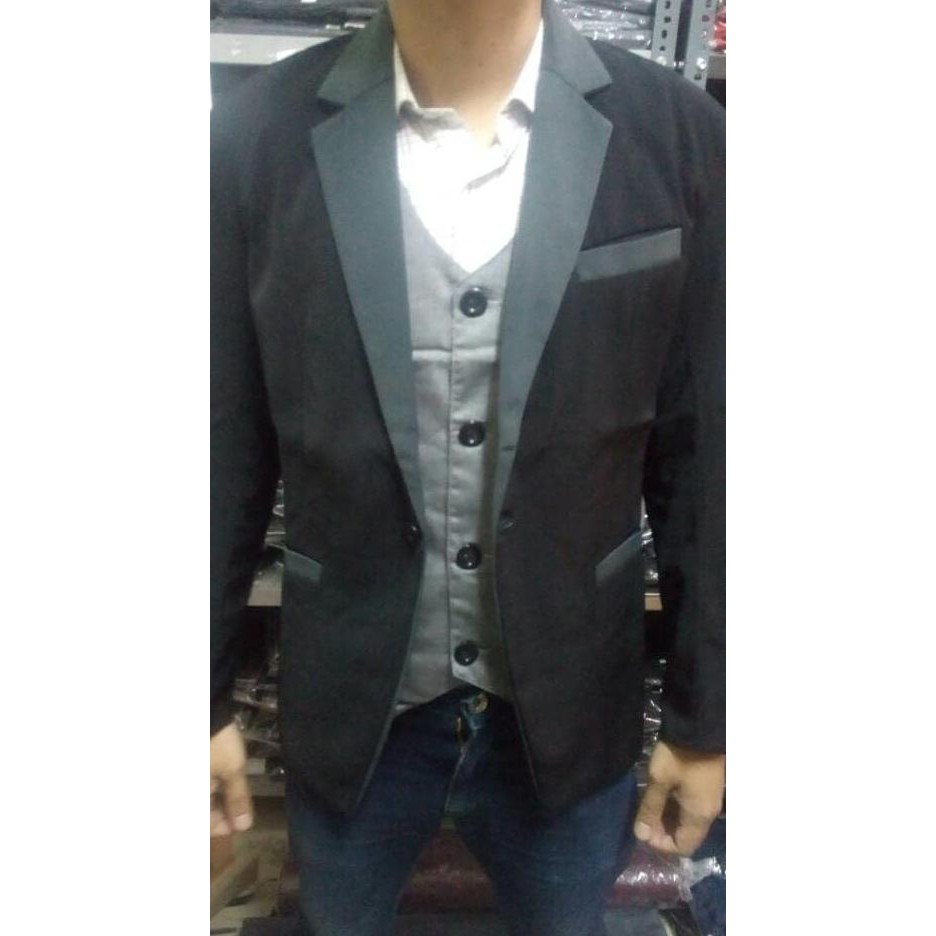 BLAZER NEW CASUAL GREY JAS PRIA MODEL TERBARU DESAIN SLIMFIT