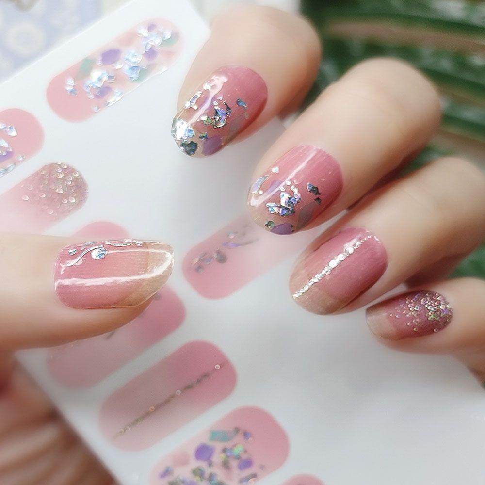 AUGUSTINA Agustina Self-Adhesive Nail Stiker Bronzing Dekorasi Kuku Nail Art Sliders Imitasi Bor DIY Nail Decals