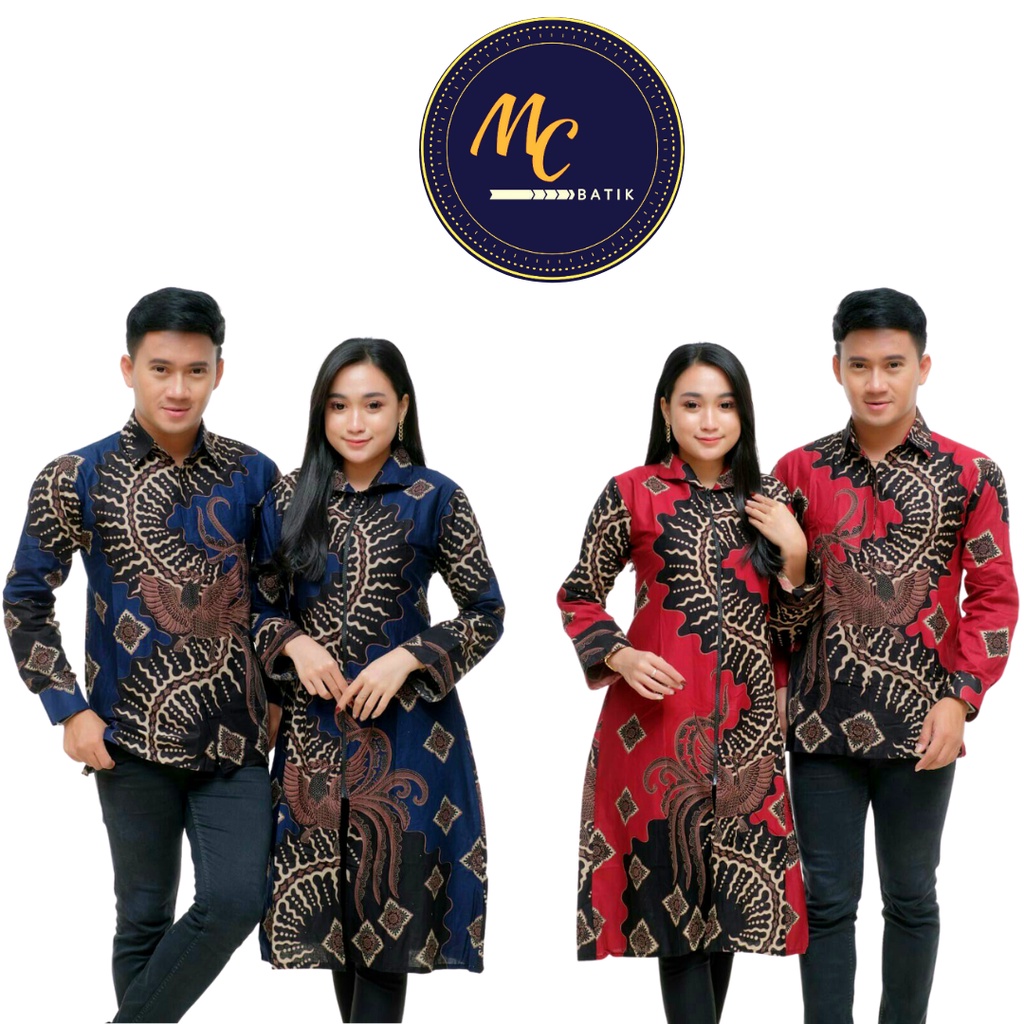 MCbatik | Batik Couple | Batik Couple Tunik Zipper Depan Kemeja Lengan Panjang