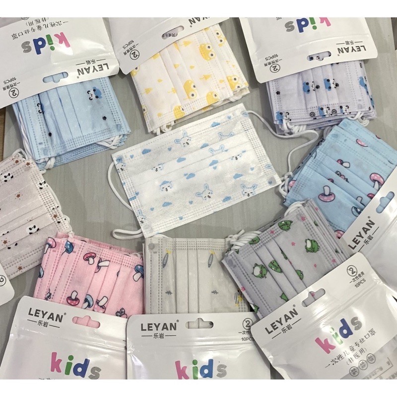 Masker Dewasa 3 Ply Hijab / Headlop  Motif Premium Import / Masker Anak Disposable 10 Pcs