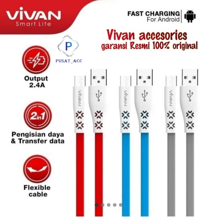 CTM100 Kabel Data Charging Vivan CTM100 Fast Charging 1 Meter Android Micro USB