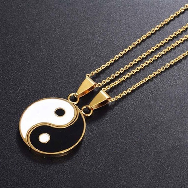 2pcs Kalung Liontin Puzzle Tai Chi Yin Yang Bahan Alloy Untuk Hadiah Ulang Tahun