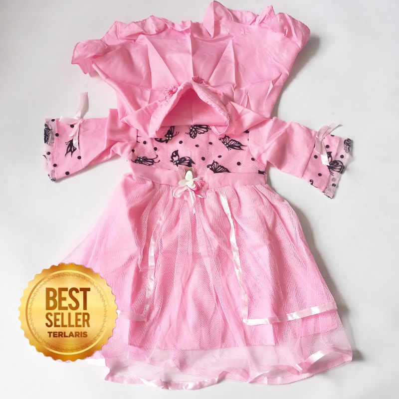 Baju Muslim Bayi 6 12 Bulan Setelan Gamis Muslim Baby Perempuan Gaun Syari Dress 1 Tahun Terlaris Trending Warna Pink Merah KA65 Motif