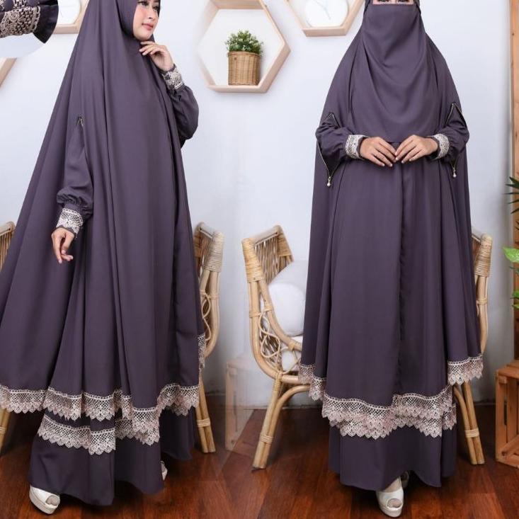 [KODE PRODUK J6WC86467] Gamis syari alya set by Resvy_collection