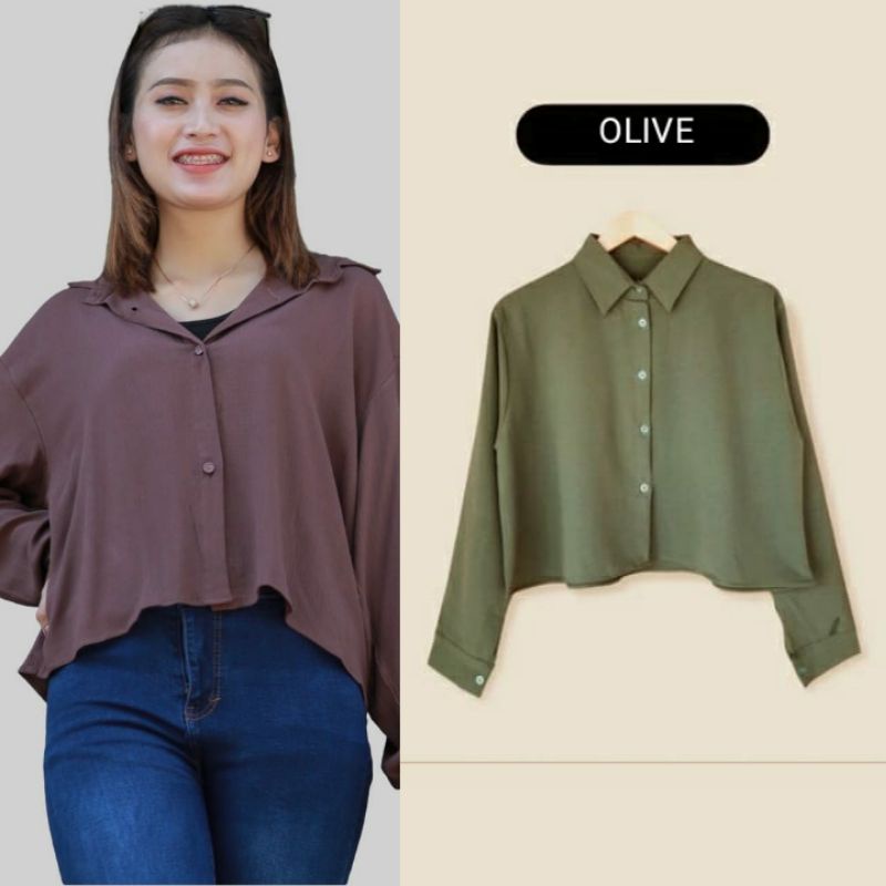 kemeja crop/kemeja crinkle/rayon premium *BUKAN AIRFLOW* mohon dipahami ya kak..