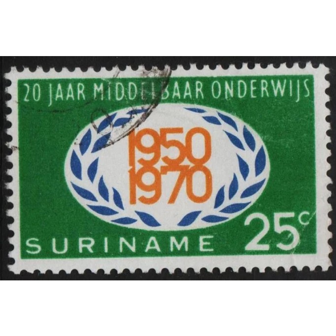 

Perangko Filateli A4-127 suriname VFU 1v 03.04.1970 The 20th Anniversary of secondary education in