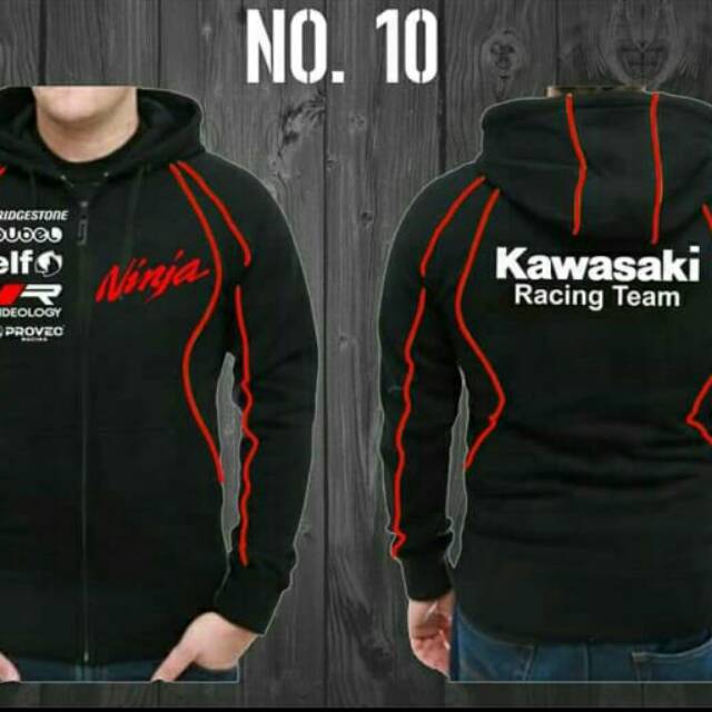 Hoodie jaket kawasaki racing team merah terlaris