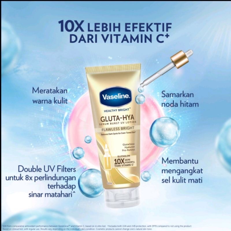 (BISA COD) VASELINE GLUTA HYA SERUM BURST UV LOTION 200ML