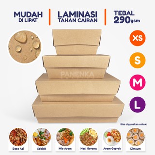 Image of Lunch Box Paper Kraft Coklat Laminasi Ukuran s/m/l Tebal 290gsm