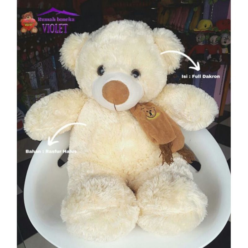 Boneka Beruang Teddy Bear Jojon L / Topi Syal L 55 cm