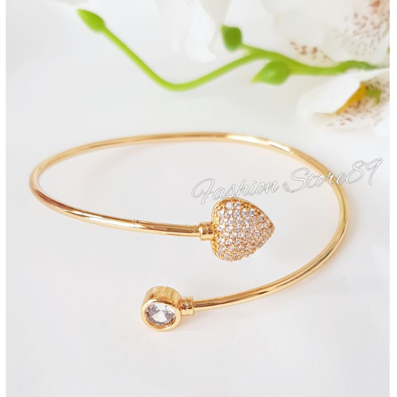 Gelang Bangle Flexibel Love Permata Perhiasan Xuping Lapis Emas 18k gelang flexibel impor Fashion