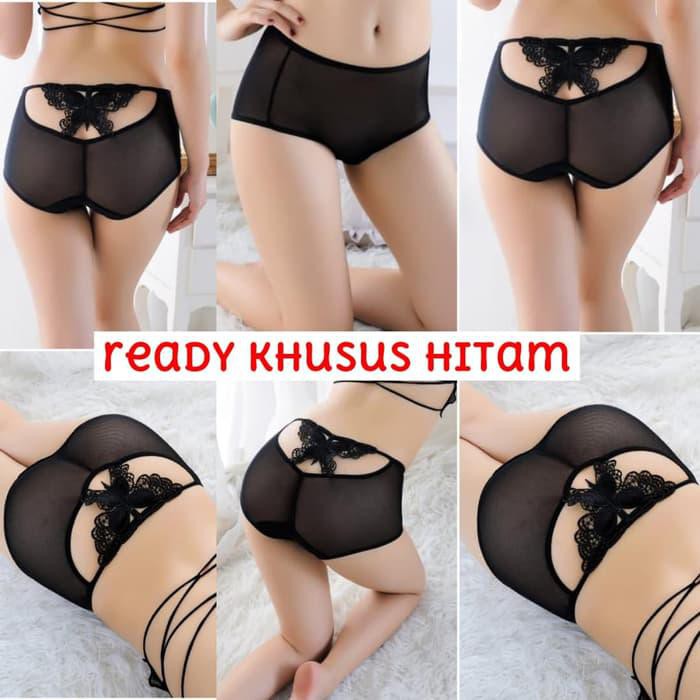 AWAS PALSU CD SEXY/CD MOTIF TRANSPARAN DETAIL BELAKANG KUPU KUPU - HITAM, ALLSIZE RANDOM 