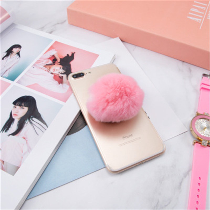 Pop Socket Phone Holder Pom Pom Bulu Warna / Popsocket Bulu / Pompom 3D