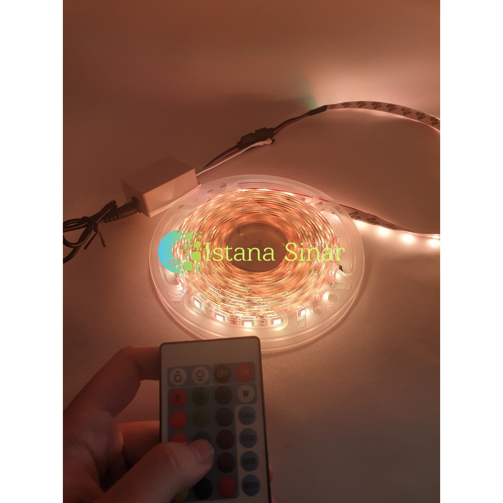 Lampu led strip RGB warna warni 5 METER komplit set adaptor remote