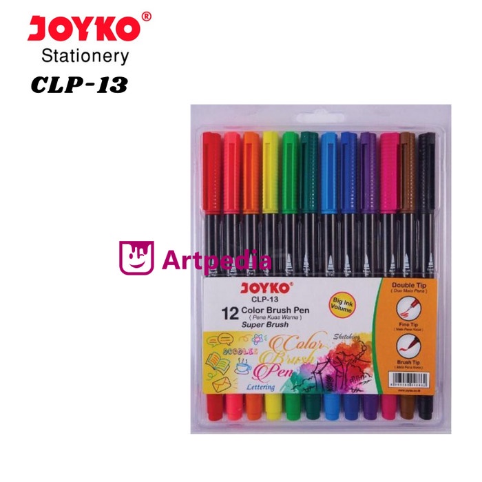 

kaligrafi-perlengkapan- brush pen joyko 12 warna clp-13 ( dua mata pena ) joyko clp-13 set 12