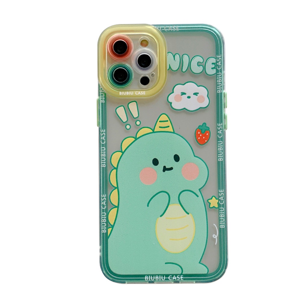 Soft Case TPU Transparan Motif Dinosaurus Untuk Iphone 13 12 11 Pro Max XR XS Max X 6 6s 7 8 Plus