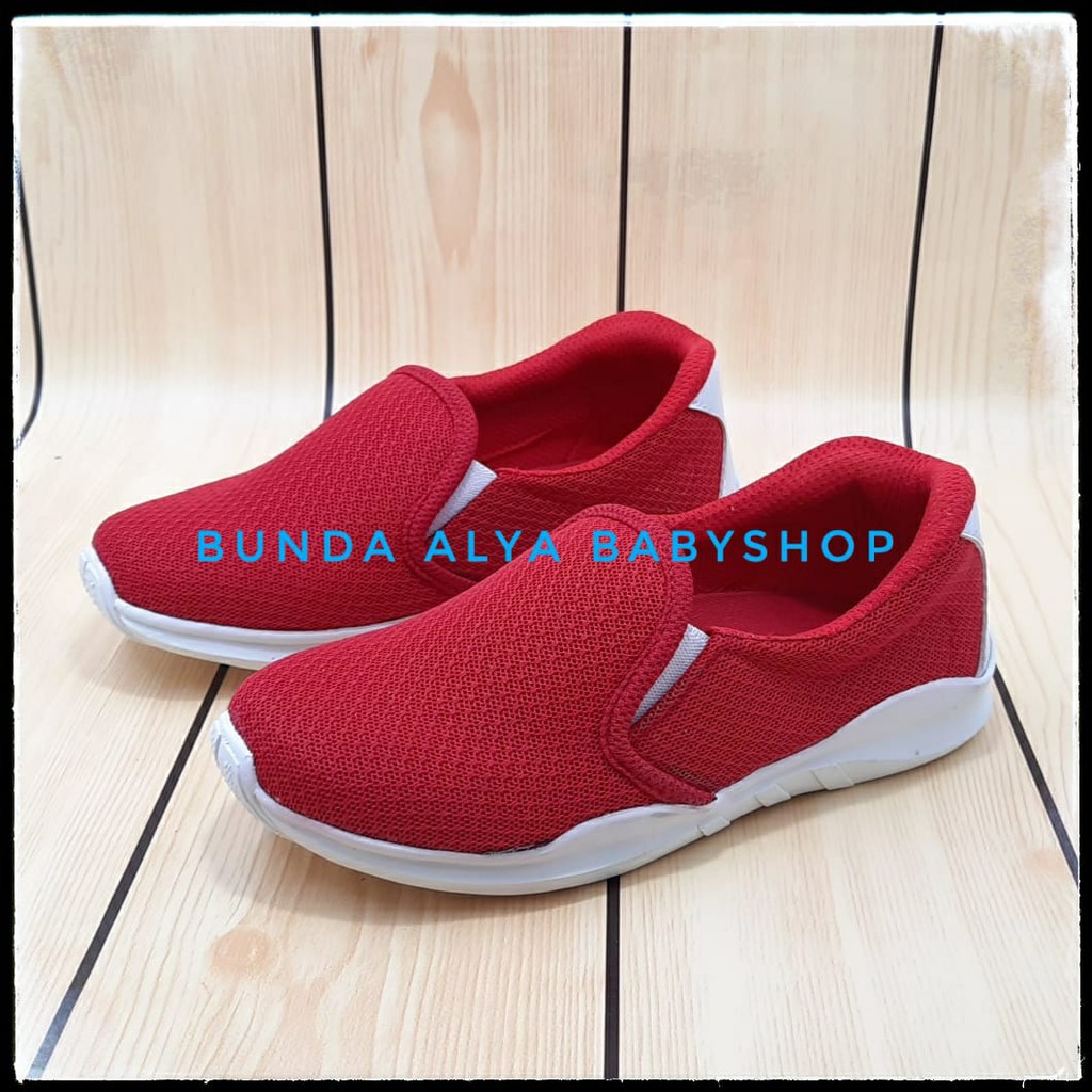 Sepatu Anak Laki Laki 2 3 Tahun Sport MERAH Sepatu Anak Cowok Cewek Sport Slip ON Alas Karet Anti Licin  Size 22 - 35