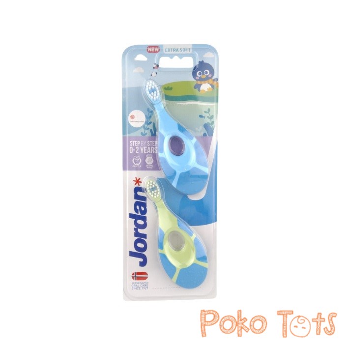 Jordan Oral Care Kids Step 1 Twin Toothbrush Extra Soft Sikat Gigi Anak Usia 0-2 Tahun Isi 2pcs WHS