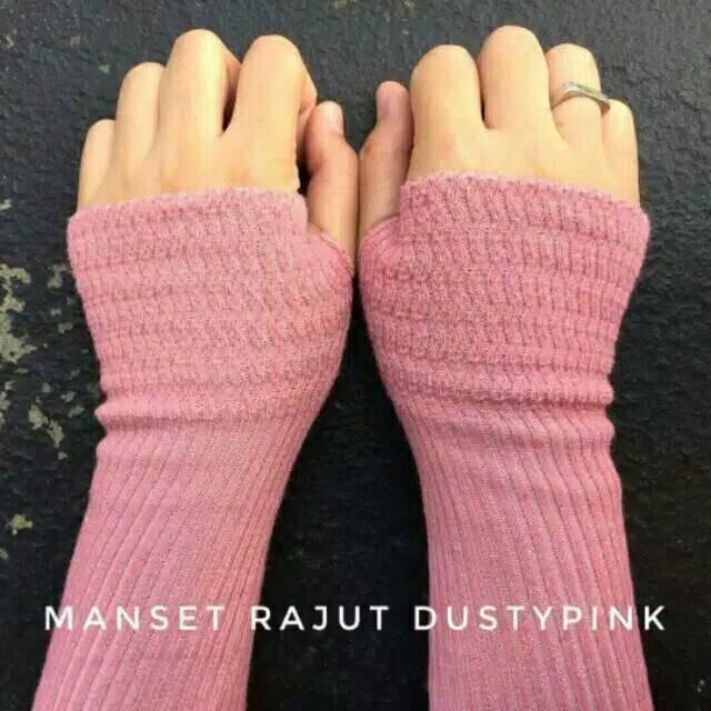 HANDSOCK TANGAN JEMPOL RAJUT INNER UNTUK MANSET 2 IN 1 ONE PANJANG ±35CM SAMPAI SIKU