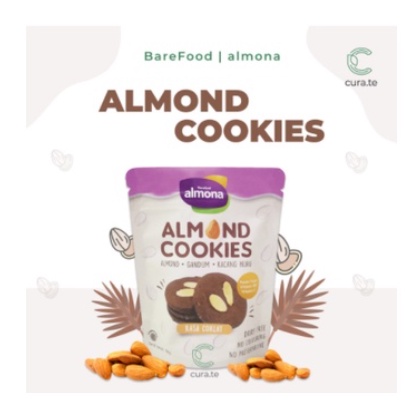 BAREFOOD ALMONA ALMOND COOKIES BROWNIES 50GR DAN ALMONA ALMOND COOKIES BUSUI FRIENDLY | SNACK SEHAT CEMILAN DIET GANDUM KACANG HIJAU